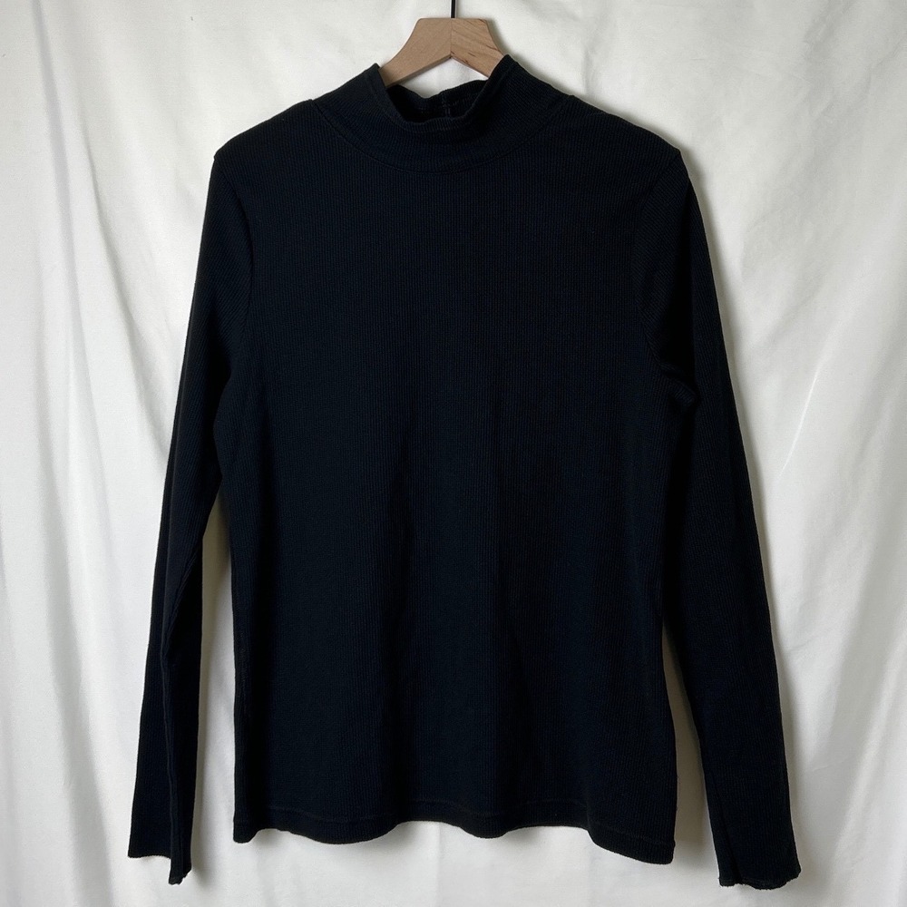 NWT Universal Thread Women Black Waffle Weave Mock Neck Long Sleeve Top Size XXL